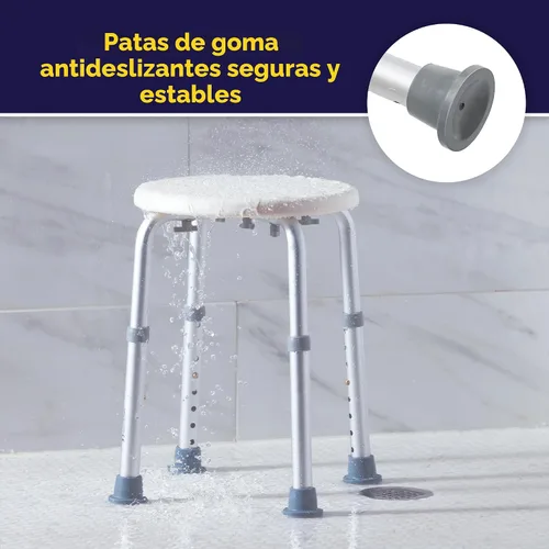 Vista 5 de Altura ajustable taburete de baño., RTL12004KD, Blanco, 1, 1 Altura ajustable y construcción de aluminio ligero, soporta hasta 300 libras para una