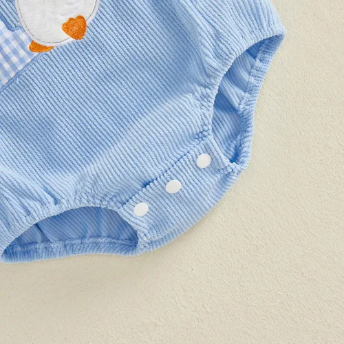 Vista 5 de Traje de cumpleaños para bebé niño, mameluco de ganso tonto Azul claro