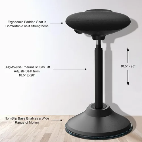 Vista 3 de Silla de escritorio de pie, Taburete de pie ergonómico ajustable, Silla de equilibrio giratoria para sentarse, Almohadilla inferior antideslizante
