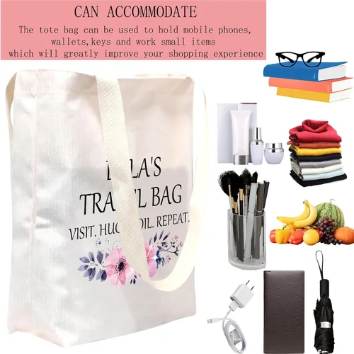 Vista 4 de POFULL Bolsa de viaje Lola - Regalo de cumpleaños, visita, abrazo, repetición de estropeo, bolsa de cosméticos, Bolso tote de viaje de Lola, Grande