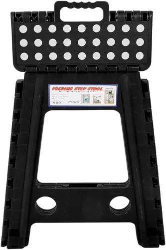 Vista 5 de Taburete de plástico Taburete plegable portátil para pesca de senderismo interior (negro)