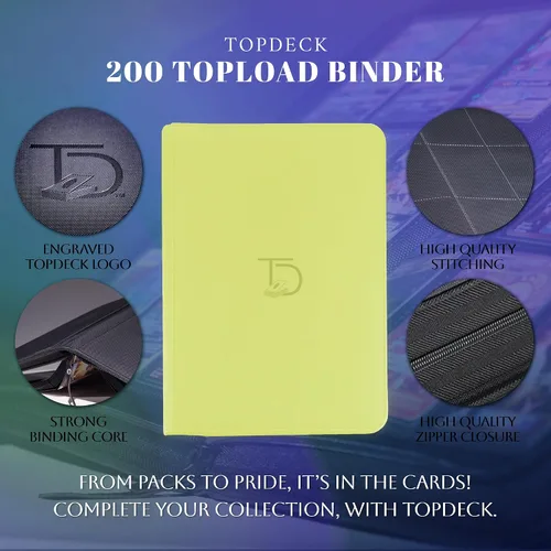 Vista 3 de TopDeck TopLoader Carpeta Contiene más de 200 estuches duros tipo Toploader Álbum de 9 bolsillos para tarjetas de colección Carpeta de Amarillo