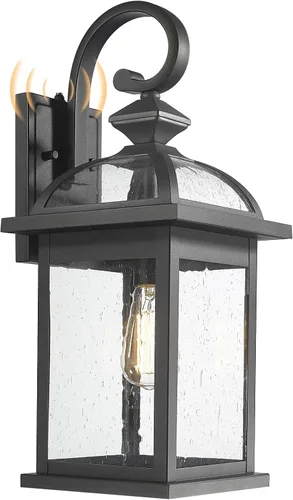 Vista 20 de Darkaway Accesorios de iluminación exterior para montaje en pared, aplique de pared al aire libre con vidrio sembrado, impermeable, accesorio