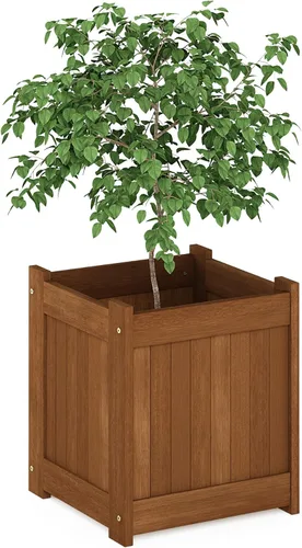Vista 6 de Furinno 2-FG16450 Tioman - Caja de flores de madera dura, dos unidades, color natural