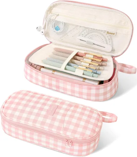 Vista 10 de Estuche Lindo para Lápices SUNEE, Funda Estética para Bolígrafos, Bolsa Grande para Lápices de Color con Cremallera, Almacenamiento y Organizador