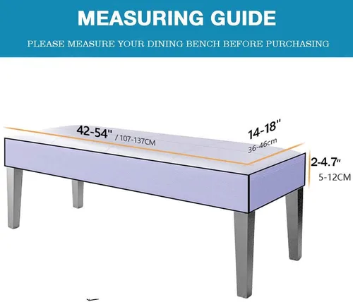 Vista 4 de Fundas de banco de comedor de jacquard tapizado de elastano elástico, funda de banco de alta elasticidad, protectores de banco extraíbles y lavables