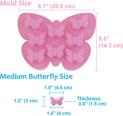 Vista 4 de Bandeja de cubitos de hielo de mariposa (2 piezas) - Moldes medianos de silicona para chocolate y cócteles