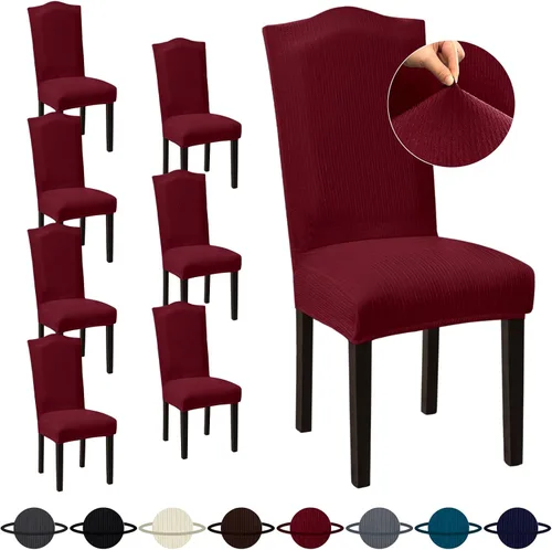 Vista 37 de Sufdari Juego de 4 fundas para sillas de comedor, color beige, antideslizantes, de elastano, elásticas, para comedor, hotel (Grande)