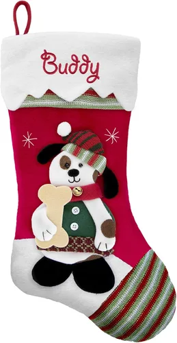 Vista 15 de Let's Make Memories Calcetín navideño de peluche 3D personalizado para mascotas - Bordado - para gatos - Peces