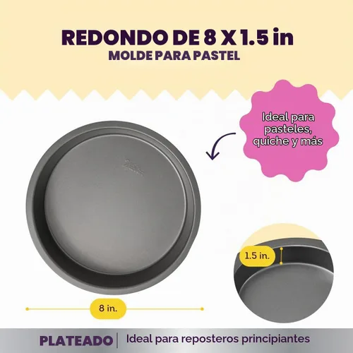 Vista 3 de Wilton Molde redondo antiadherente plateado para tartas, fabricado sin PFAS