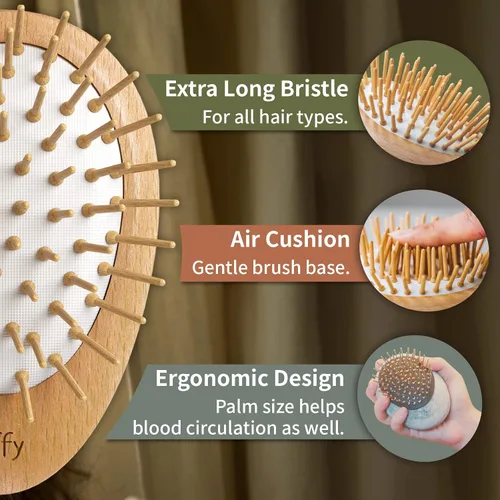 Vista 6 de Uffy Acubrusher - Cepillo de pelo Gua Sha chapado en oro de 24 quilates, masajeador ergonómico para el cuero cabelludo para la caspa