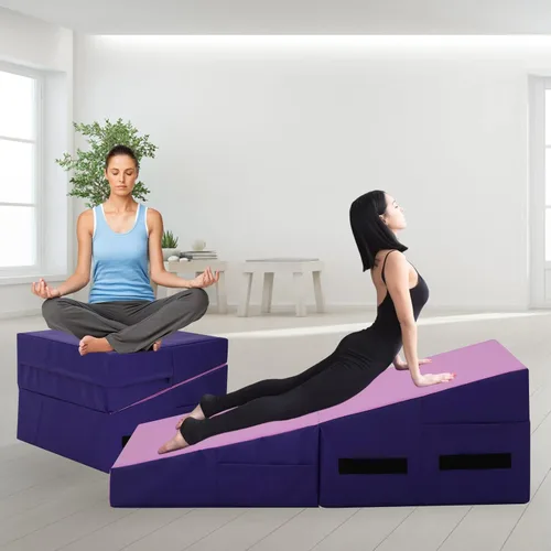 Vista 8 de Colchoneta de gimnasia de 48 x 24 pulgadas, tapete de gimnasia con superficie antideslizante de PVC para niños y adultos, colchoneta plegable
