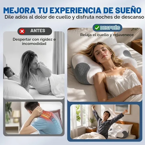 Vista 5 de Almohada para aliviar el dolor de cuello, almohada ergonómica para dolor de cuello, almohada cervical de espuma viscoelástica para dormir, de lado