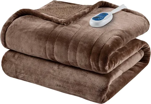 Vista 13 de Beautyrest Manta térmica reversible - Manta térmica Sherpa de felpa, color beige