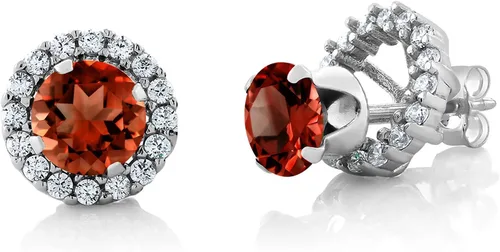 Vista 36 de Gem Stone King Aretes redondos de plata de ley 925 de 0.236 in con piedra natal extraíble para mujer