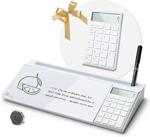 Vista 22 de TOWON Pizarra blanca pequeña y compacta de vidrio con almacenamiento, pizarra de borrado en seco de 12 x 7 pulgadas para escritorio, oficina