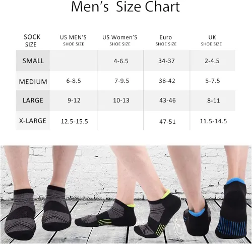 Vista 4 de JOYNÉE Mens Ankle Low Cut Athletic Tab Socks for Men Sport Comfort Cushion Sock 6 Pack