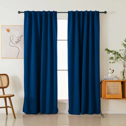 Vista 6 de Pickluc Cortinas opacas de 63 pulgadas de largo, 2 paneles de cortinas opacas para dormitorio o sala de estar, pestaña trasera y bolsillo para Negro