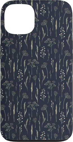 Vista 7 de Funda neutra Boho Dry Wildflower Meadow Botanical (azul marino) para iPhone 16