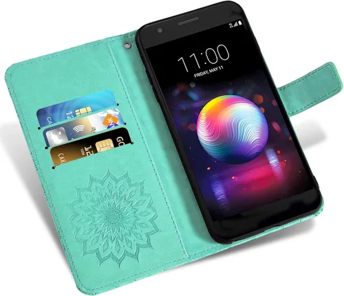Vista 3 de Funda de teléfono para LG K30 2018 5.3/Premier Pro LTE/Phoenix Plus/Harmony 2/K10/Xpression Wallet con protector de pantalla de vidrio templado Flip