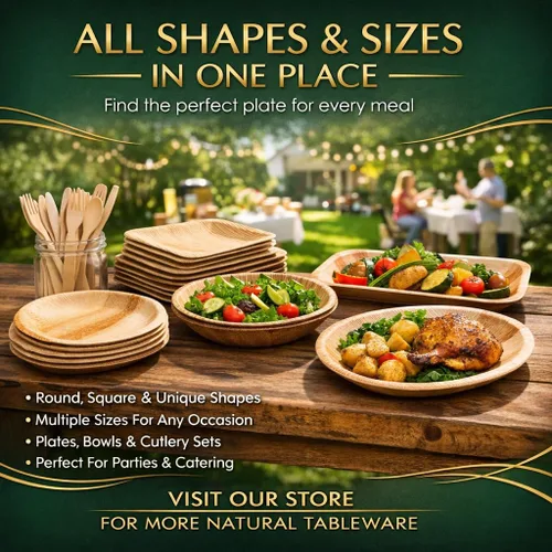 Vista 9 de Planet Pantry Platos cuadrados desechables de 10 pulgadas (25 piezas) Platos de bambú de madera compostables para fiestas, bodas, tablas