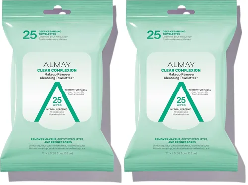 Vista 10 de Almay Toallitas Removedoras de Maquillaje para Piel Limpia, Toallitas Desmaquillantes para Piel Grasa y Prone al Acné, Hipoalergénicas, Libres