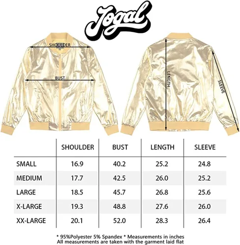 Vista 6 de JOGAL Chaqueta plateada metálica para hombre, disfraz de discoteca de los años 70