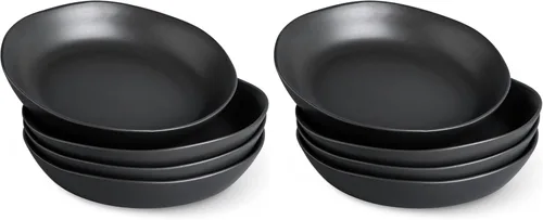 Vista 13 de AmorArc 9.75'' de cerámica cuencos grandes para pasta, juego de 4 cuencos planos de gres de 38 onzas para servir, cuencos aptos para horno