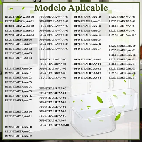 Vista 3 de DA97-12651A Contenedor de estante de puerta de refrigerador (superior izquierdo) compatible con Samsung RF263TEAE, RF263BEAE, RF265BEAESG