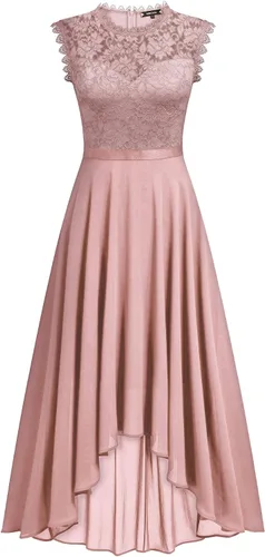 Vista 5 de Miusol Vestido largo formal de dama de honor estilo retro de encaje para mujer