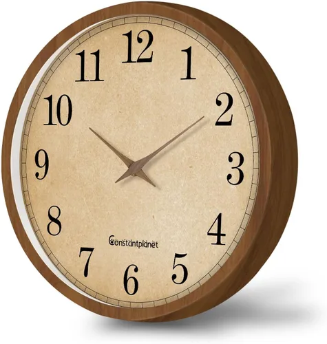 Vista 9 de Reloj de pared de madera maciza azul para sala de estar, estilo granja, reloj de pared redondo de 12 pulgadas, funciona con pilas, silencioso Wall