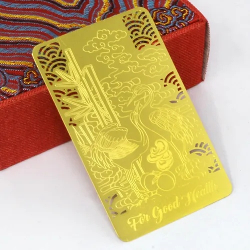 Vista 2 de Feng Shui Buena Salud Talismán Tarjeta de oro Armonía y Equilibrio Paz Amuleto Riqueza Porsperidad Éxito Buena Suerte Gold Card (oro) W5422