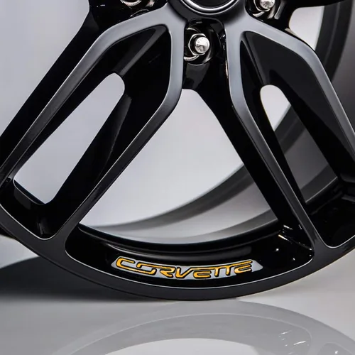 Vista 4 de Bogar Tech Designs Calcomanías de vinilo para inserción de rueda compatibles con C7 Corvette Stingray Z51 2014-2019 - Negro brillante
