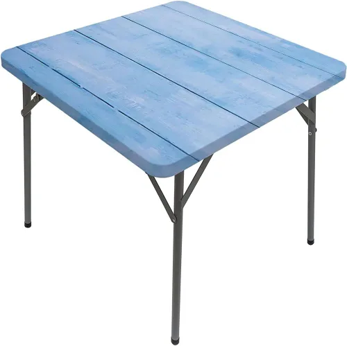 Vista 30 de Mesa cuadrada de tablones de madera, impresión de textura de tablones de madera, borde elástico, adecuada para catering y cocina, apta para mesa