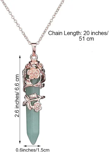 Vista 4 de Regalo para mujeres y hombres, collar hexagonal de cristal curativo, con diseño de amatista, con colgante de cuarzo envuelto en flores de amatista