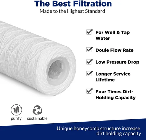 Vista 4 de Membrane Solutions - Paquete de 42 cartuchos de repuesto de filtro de agua para toda la casa de 10 x 2.5 pulgadas, filtros universales de sedimentos