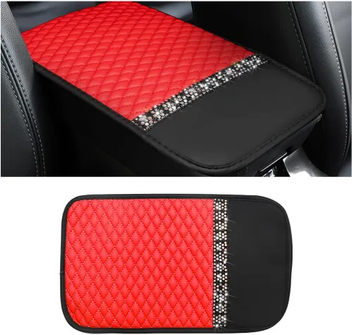 Vista 11 de Funda de Cuero Brillante para Consola Central de Automóvil, Protector de Consola Central de Automóvil con Diamantes de Imitación de Cristal