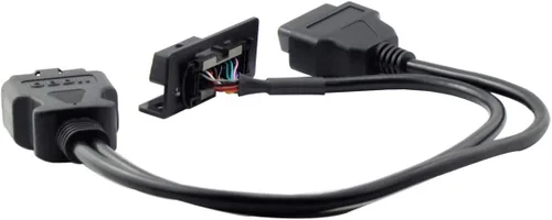 Vista 6 de iKKEGOL OBD2 OBD II Full 16 Pin Splitter Y Cable abierto J1962 1 macho a 2 hembra Conector Soporte de montaje debajo del salpicadero