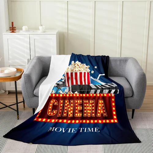 Vista 41 de Feelyou Manta de felpa para cine, manta de franela con patrón de palomitas de maíz para niños, niñas, adolescentes, póster de cine para todas
