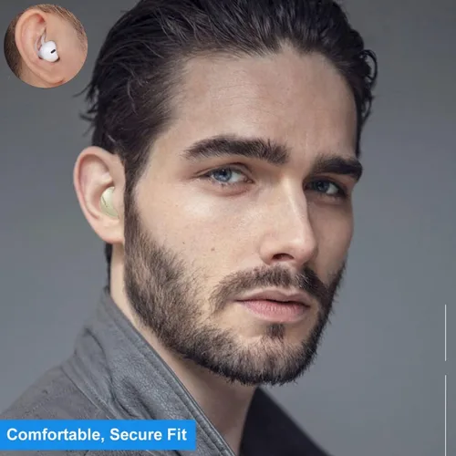 Vista 7 de Mini auriculares inalámbricos Bluetooth con micrófono, auriculares Bluetooth invisibles para mujeres y orejas pequeñas con control táctil, IPX5 Beige