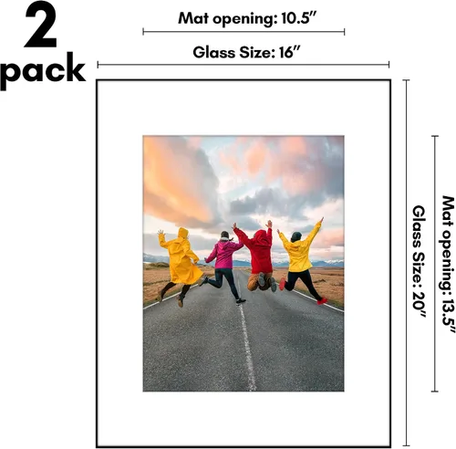 Vista 2 de Americanflat Front Loading Metropolitan Collection - Portarretratos de 16 x 20 pulgadas con vidrio inastillable, juego de 2 unidades, para uso como
