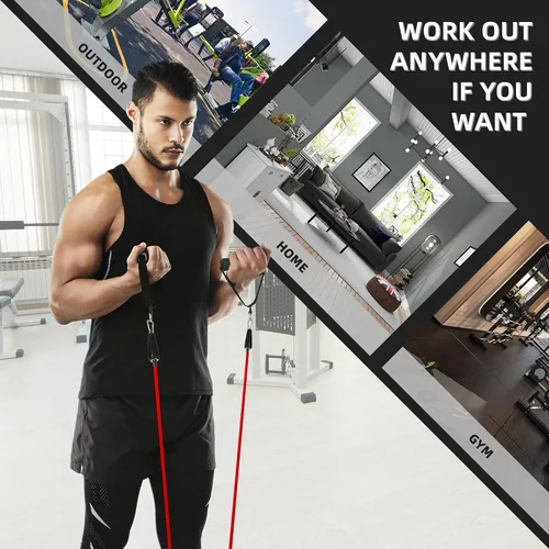 Vista 5 de Fitvids Juego de bandas de resistencia – Bandas de ejercicio de 5 niveles para fitness en casa, terapia física y entrenamiento de fuerza