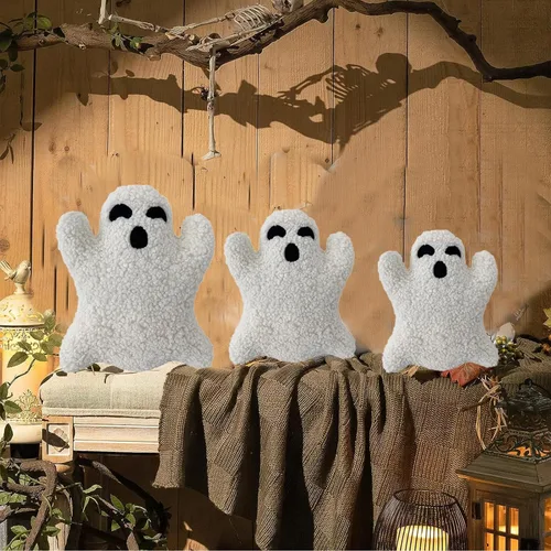 Vista 5 de Bonita almohada de fantasma, almohada de felpa con forma de fantasma, almohadas decorativas de Halloween, almohada de fantasma de Halloween, animal
