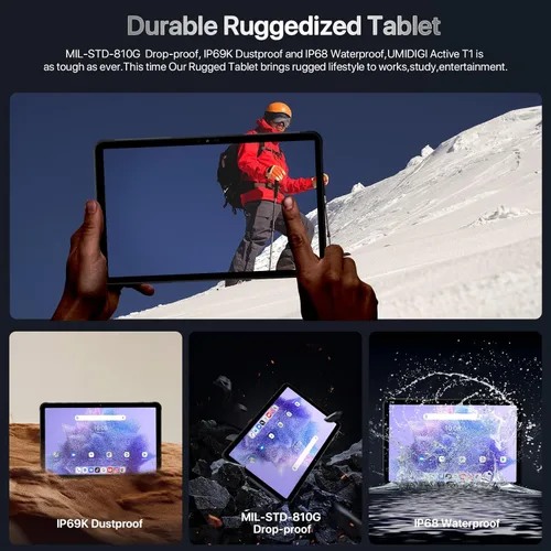Vista 6 de UMIDIGI 2K 11 pulgadas Tablet Resistente Android, Active T1 Octa-core 16GB RAM+128GB ROM, 10000mAh, Cámara 16+16+8MP Tablet Resistente al Agua