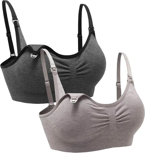 Vista 24 de Suekaphin - Paquete de 2 piezas, brasier de maternidad para lactancia durante el embarazo, cómodo para dormir con extensores 2negro