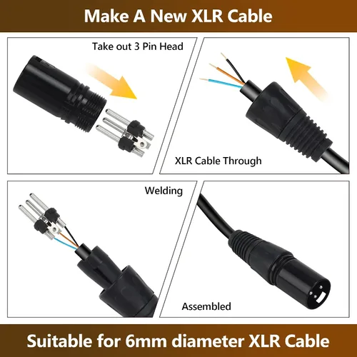 Vista 7 de Conector de cable XLR de 3 pines 10 pares macho y hembra Conector de cable Conector de cable de micrófono de audio