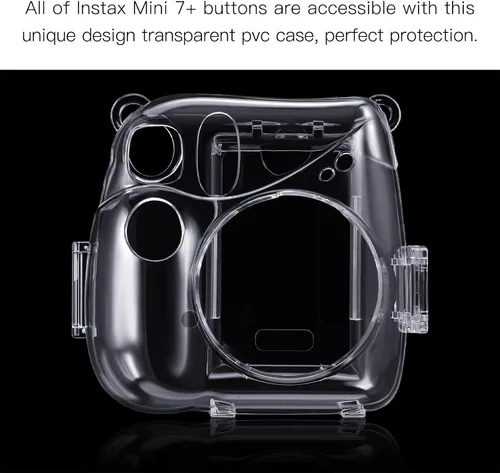 Vista 8 de Fintie Funda protectora transparente para cámara Fujifilm Instax Mini 7+ de película instantánea - Carcasa rígida de cristal con correa de hombro