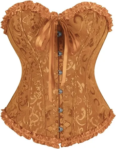Vista 37 de frawirshau - Corsé para mujer, con cordones, con varillas, escultor de cuerpo, lencería Beige