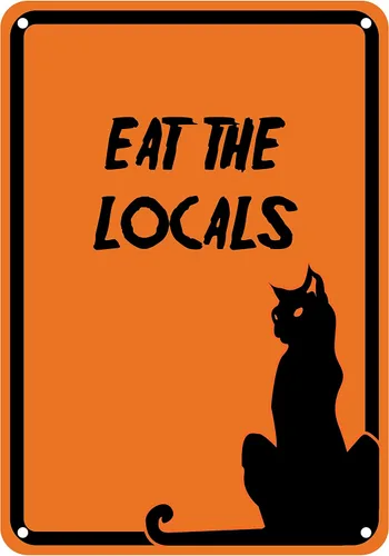 Vista 5 de Señal reflectante de aluminio de Halloween "Eat The Locals" 7" x 10" (HW-0084-RA)