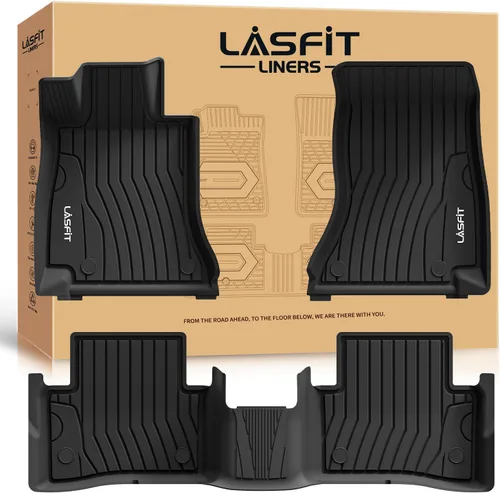 Vista 20 de LASFIT - Tapetes de suelo y maletero de auto, ajuste personalizado, de TPE, para todo tipo de clima, impermeable, juego completo, negros